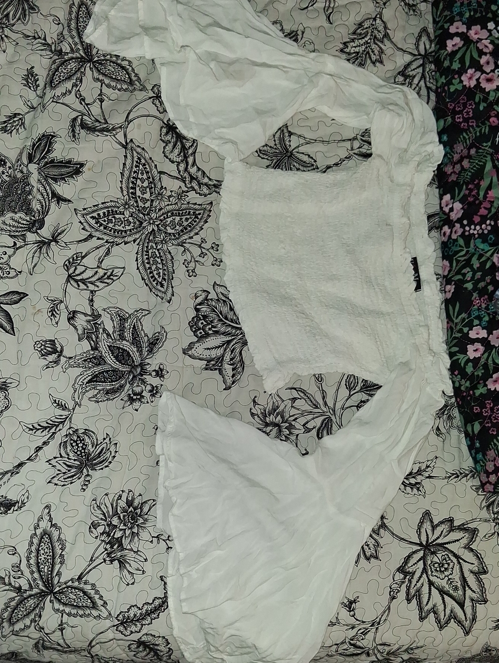 Women's White Smocked Off-Shoulder Crop Top